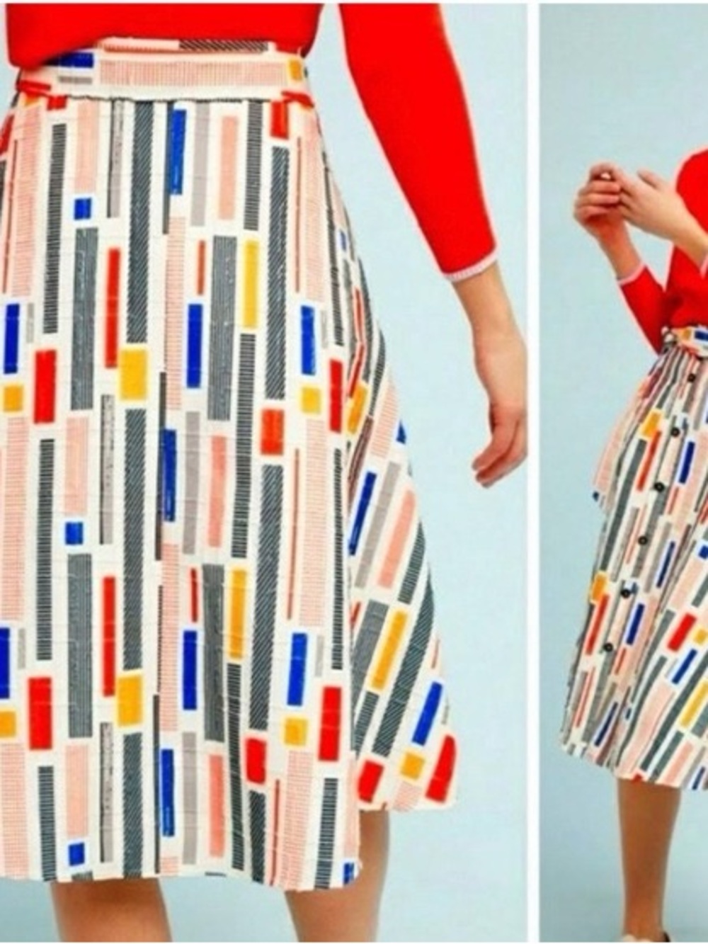 Hutch Midi Skirt with Multicolor Geometric Bars Anthropologie